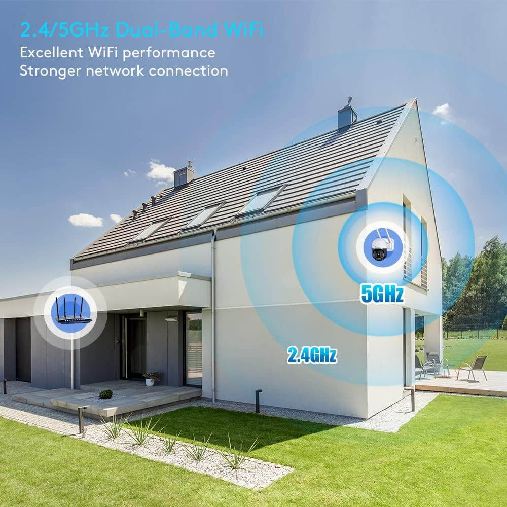 4K 8MP Caméra Surveillance 2,4/5Ghz WiFi Extérieure PTZ Caméra IP WiFi Détection Humaine/Véhicule avec Suivi Automatique - fr.ctronics