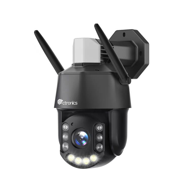 Caméra de sécurité extérieure WiFi filaire à double objectif Ctronics 4MP  avec 180 FOV et détection humaine/véhicule/animal de compagnie