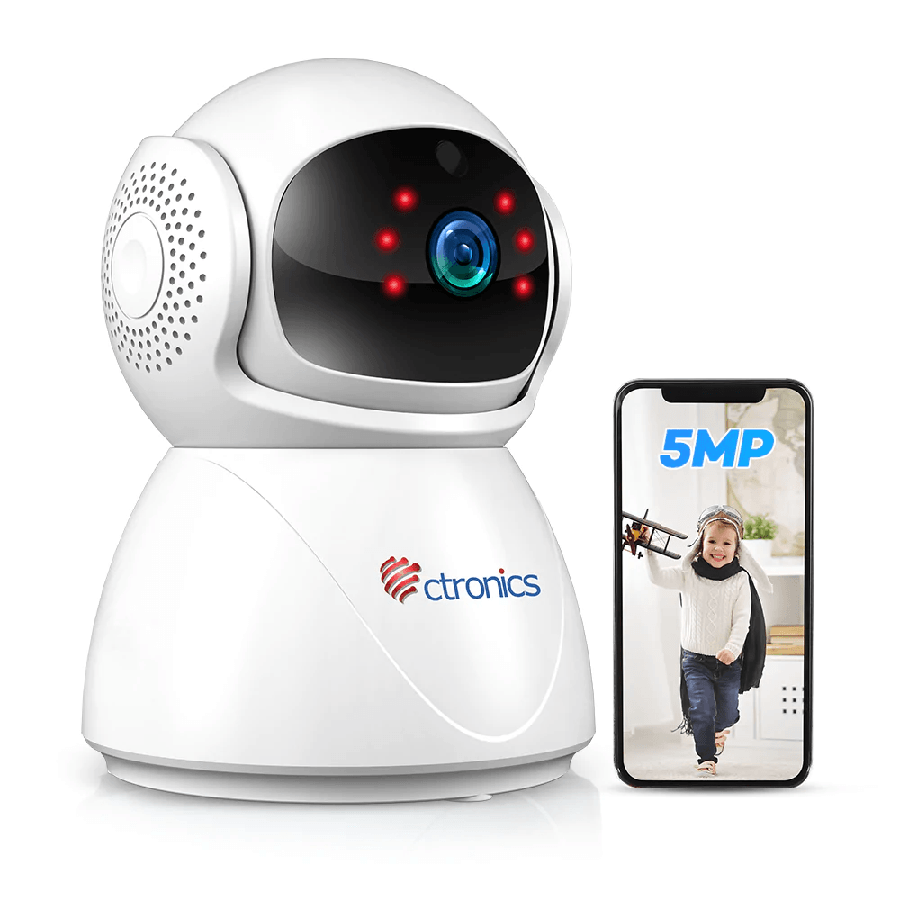 5MP Caméra Surveillance WiFi Intérieur Ctronics 360° PTZ Caméra avec Détection Humaine/Mouvement Suivi Auto - fr.ctronics