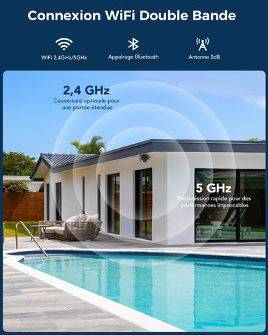 Ctronics 4K Caméra Surveillance Extérieure WiFi 2,4/5GHz, Suivi Auto Humains/Véhicules/Animaux, Vision Nocturne UHD