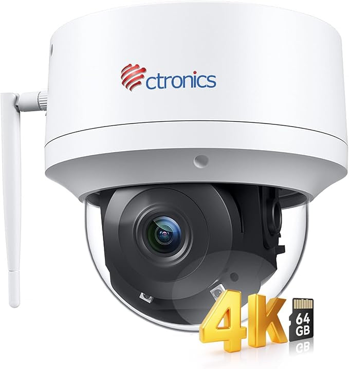Ctronics 4K Caméra Surveillance Extérieure WiFi 2,4/5GHz, Suivi Auto Humains/Véhicules/Animaux, Vision Nocturne UHD