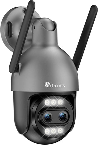 Ctronics 10X zoom hybride 4K Caméra de surveillance extérieure double objectif, suivi automatique / détection des personnes / véhicules / animaux, FTP & NVR