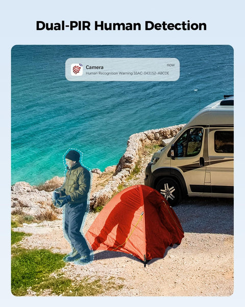 Ctronics Caméra Surveillance Extérieur 4G LTE Double Objectif, Noir Sans Fil, Batterie 15600mAh, Panneau Solaire 8W, Carte SIM Vision Nocturne Couleur, Détection PIR PC/Cloud/IP66-NO WiFi
