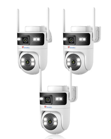 Ctronics Caméra Extérieure Double Objectif, WiFi 2.4/5GHz, PTZ, Vision Nocturne Couleur, IP66