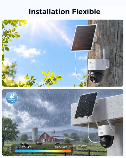 Ctronics Caméra de Surveillance 4G Solaire Extérieure 3K, Vision Nocturne Couleur, Suivi Auto & Enregistrement 24/7 (IP66)