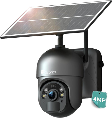 Caméra de Surveillance Solaire 4MP 4G Ctronics - Détection PIR + IA, Vision Nocturne Couleur 30m