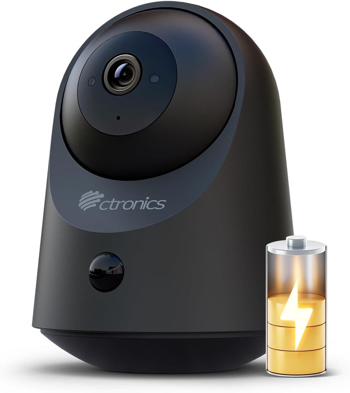 Ctronics Caméra Surveillance Intérieure 2K 3MP WiFi, Batterie, Vision Nocturne, Détection PIR, PTZ 360°