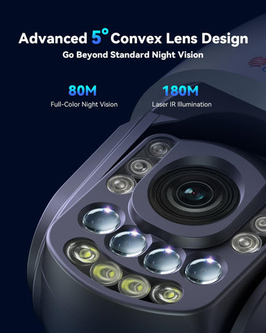 Ctronics 4K 30X 3D Zoom Optique Caméra Surveillance Extérieure, 180M Nuit Vision & Auto Cruise & Zoom