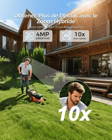 Ctronics Zoom Hybride 10X Caméra de Surveillance Extérieure 2,5K et Double Objectif, Caméra PTZ WiFi 4MP, Détection Humain/Véhicule