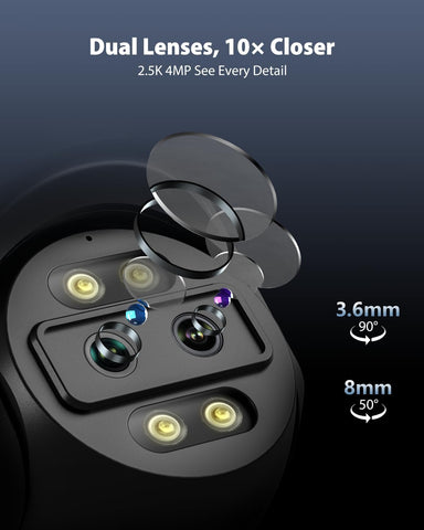 Ctronics 2.5K 4G LTE Caméra de Surveillance Extérieure à Double Objectif & 4MP Zoom Hybride 10X