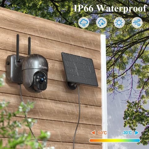 Caméra de Surveillance Solaire 4MP 4G Ctronics - Détection PIR + IA, Vision Nocturne Couleur 30m