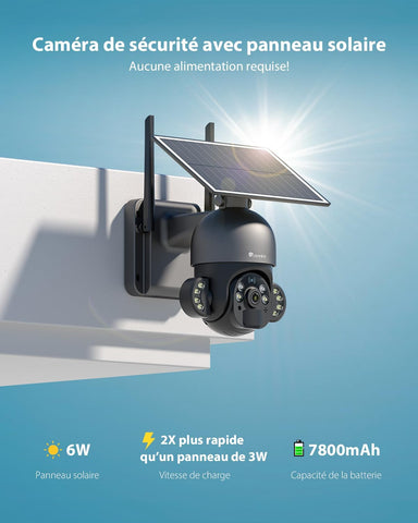 Ctronics Caméra Surveillance WiFi Extérieure 3K 5MP/4MP Solaire 6W, PIR, Vision Nocturne Couleur, PC/Téléphone