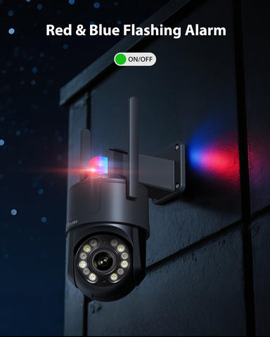 Ctronics Caméra de Surveillance WiFi 4K Extérieure, Vision Nocturne Couleur, Détection de Mouvement, Sirène