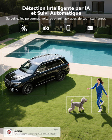 Caméra de Surveillance WiFi 4K 8MP Ctronics - Détection Humaine/Véhicule/Animal, Vision Nocturne, IP66