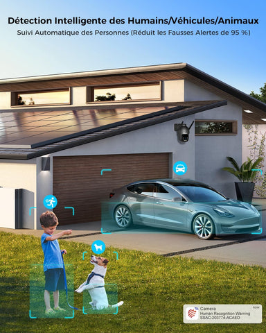 Caméra de Surveillance Extérieure 4K Ctronics - PTZ 8MP, Détection Humaine/Véhicule/Animal