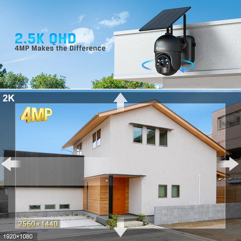 Caméra de Surveillance Solaire 4MP 4G Ctronics - Détection PIR + IA, Vision Nocturne Couleur 30m