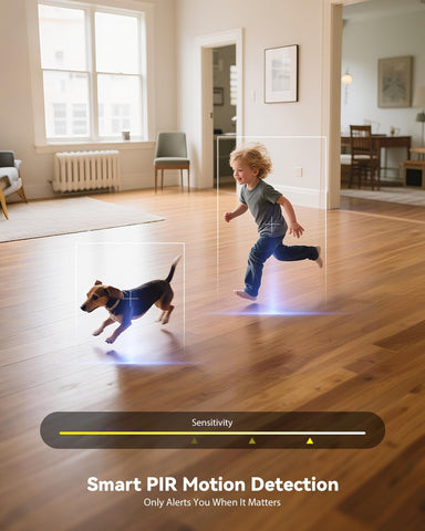 Ctronics Caméra Surveillance Intérieure 2K 3MP WiFi, Batterie, Vision Nocturne, Détection PIR, PTZ 360°