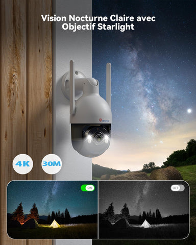 Caméra de Surveillance WiFi 4K 8MP Ctronics - Détection Humaine/Véhicule/Animal, Vision Nocturne, IP66