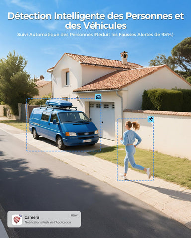 Ctronics Zoom Hybride 10X Caméra de Surveillance Extérieure 2,5K et Double Objectif, Caméra PTZ WiFi 4MP, Détection Humain/Véhicule