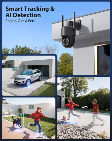 Ctronics Caméra de Surveillance WiFi 4K Extérieure, Vision Nocturne Couleur, Détection de Mouvement, Sirène