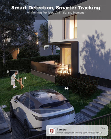 Ctronics 4K Caméra Surveillance Extérieure WiFi 2,4/5GHz, Suivi Auto Humains/Véhicules/Animaux, Vision Nocturne UHD