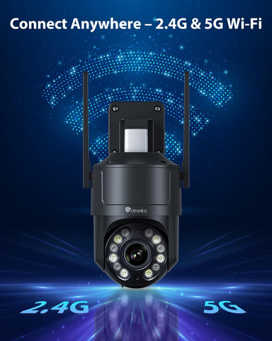 Ctronics Caméra de Surveillance WiFi 4K Extérieure, Vision Nocturne Couleur, Détection de Mouvement, Sirène