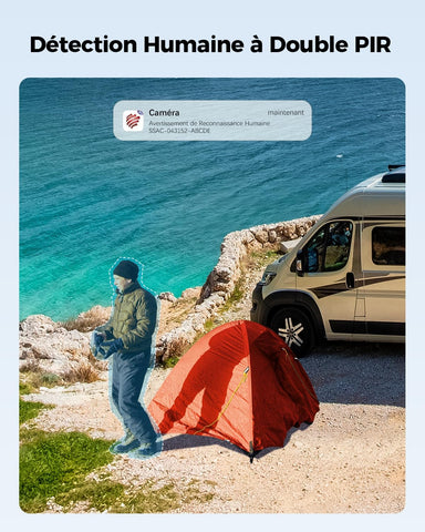 Ctronics Caméra de surveillance sans fil à double objectif 4G LTE Batterie 15600mAh et panneau solaire 8W