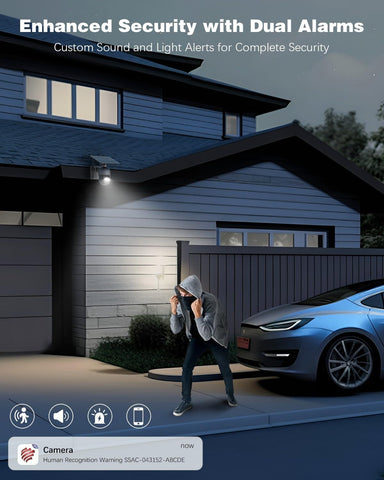 Ctronics Caméra Surveillance Extérieure 5MP Solaire 6W, Sans Fil, Alarme, Vision Nocturne, Détection Humaine