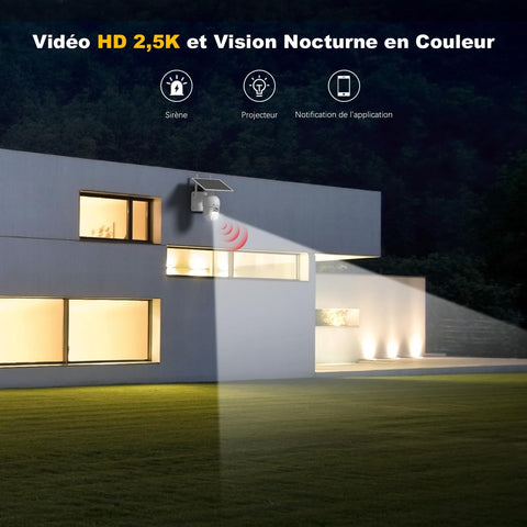 Ctronics Caméra Solaire 4G Sans WiFi, Extérieur Étanche, 4MP 360° Vision, Audio, PIR Détection