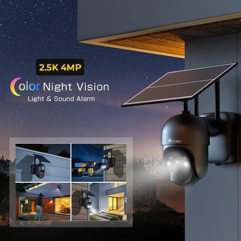 Caméra de Surveillance Solaire 4MP 4G Ctronics - Détection PIR + IA, Vision Nocturne Couleur 30m