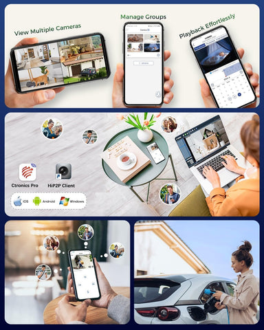 Ctronics Caméra Surveillance Extérieure 5MP Solaire 6W, Sans Fil, Alarme, Vision Nocturne, Détection Humaine