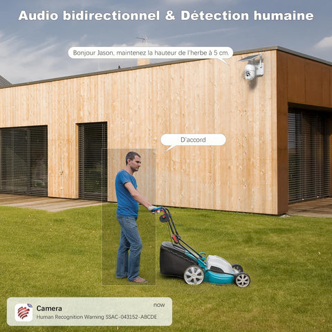Ctronics Caméra Solaire 4G Sans WiFi, Extérieur Étanche, 4MP 360° Vision, Audio, PIR Détection