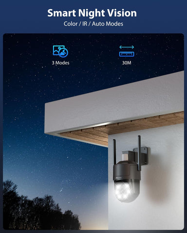 Ctronics Caméra de Surveillance WiFi 4K Extérieure, Vision Nocturne Couleur, Détection de Mouvement, Sirène