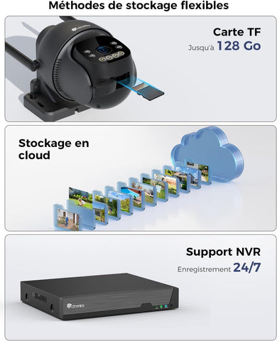 Caméra de Surveillance Extérieure 4K Ctronics - PTZ 8MP, Détection Humaine/Véhicule/Animal