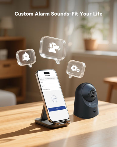 Ctronics Caméra Surveillance Intérieure 2K 3MP WiFi, Batterie, Vision Nocturne, Détection PIR, PTZ 360°