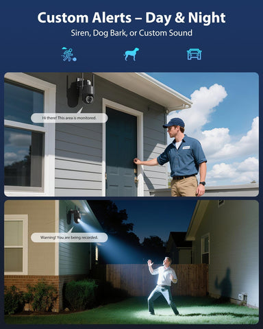 Ctronics Caméra de Surveillance WiFi 4K Extérieure, Vision Nocturne Couleur, Détection de Mouvement, Sirène