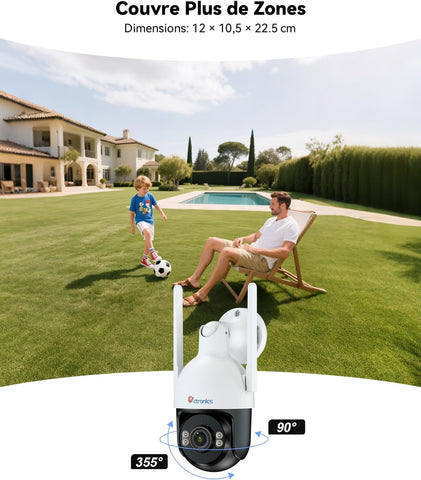 Caméra de Surveillance WiFi 4K 8MP Ctronics - Détection Humaine/Véhicule/Animal, Vision Nocturne, IP66