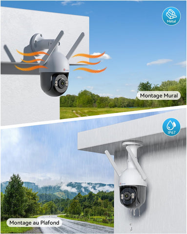 Caméra de Surveillance WiFi 4K 8MP Ctronics - Détection Humaine/Véhicule/Animal, Vision Nocturne, IP66