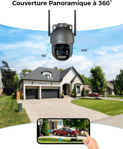 Caméra de Surveillance Extérieure 4K Ctronics - PTZ 8MP, Détection Humaine/Véhicule/Animal