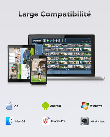 Ctronics Caméra Surveillance WiFi Extérieure 3K 5MP/4MP Solaire 6W, PIR, Vision Nocturne Couleur, PC/Téléphone