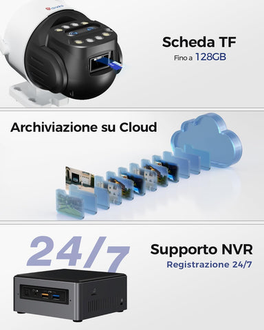 Ctronics Zoom Hybride 10X Caméra de Surveillance Extérieure 2,5K et Double Objectif, Caméra PTZ WiFi 4MP, Détection Humain/Véhicule