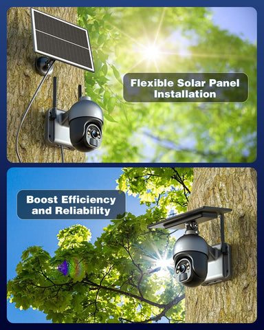 Ctronics Caméra Surveillance Extérieure 5MP Solaire 6W, Sans Fil, Alarme, Vision Nocturne, Détection Humaine
