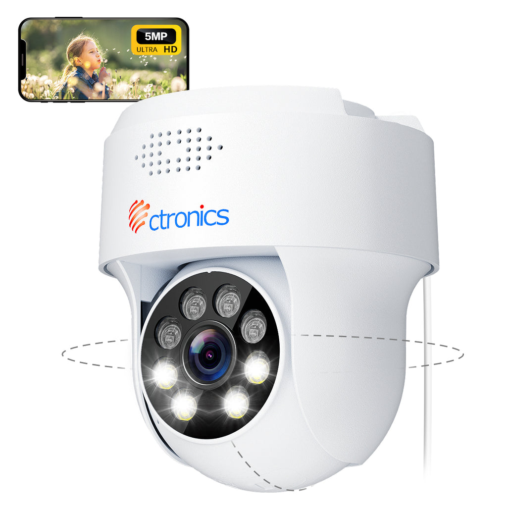 Ctronics 4K 8MP Caméra Surveillance WiFi Extérieure Dôme 2,4 /5 Ghz WiFi  Caméra IP PTZ 3840x2160P Détection Personne/Véhicule/Animaux