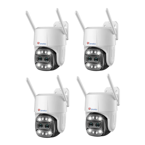 Ctronics Zoom Hybride 10X Caméra de Surveillance Extérieure 2,5K et Double Objectif, Caméra PTZ WiFi 4MP, Détection Humain/Véhicule