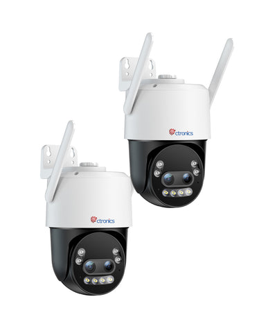 Ctronics Caméra de surveillance extérieure 4K à zoom hybride 10X avec détection des personnes / véhicules / animaux, vision nocturne couleur 8MP, Wi-Fi 2,4/5 GHz, métal
