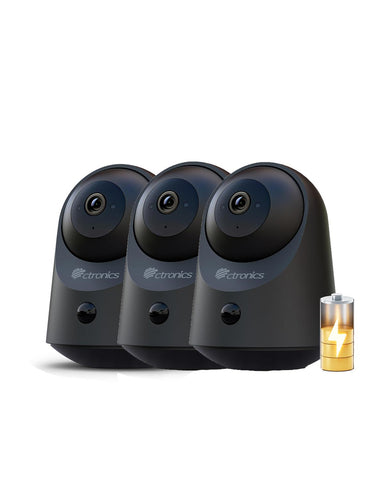 Ctronics Caméra Surveillance Intérieure 2K 3MP WiFi, Batterie, Vision Nocturne, Détection PIR, PTZ 360°