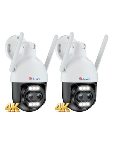 Ctronics 10X zoom hybride 4K Caméra de surveillance extérieure double objectif, suivi automatique / détection des personnes / véhicules / animaux, FTP & NVR