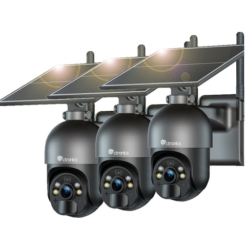 Ctronics Caméra Surveillance Extérieure 5MP Solaire 6W, Sans Fil, Alarme, Vision Nocturne, Détection Humaine