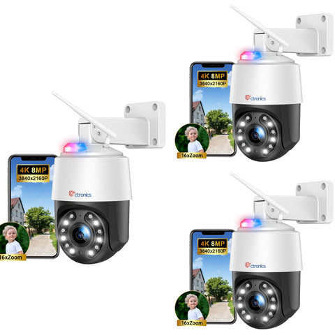 4K 8MP 16X Zoom Optique Caméra Surveillance WiFi Extérieure avec Auto Balayage/Suivi/Zoom