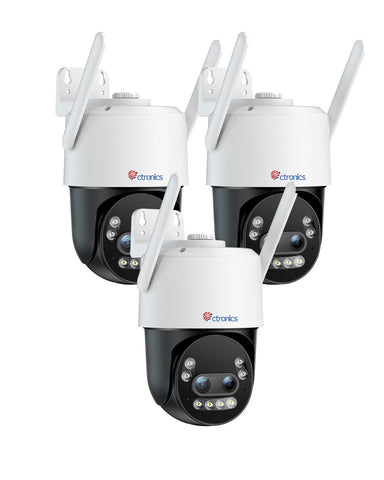 Ctronics Caméra de surveillance extérieure 4K à zoom hybride 10X avec détection des personnes / véhicules / animaux, vision nocturne couleur 8MP, Wi-Fi 2,4/5 GHz, métal